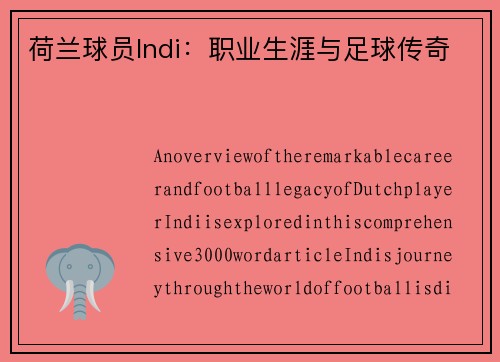 荷兰球员Indi：职业生涯与足球传奇